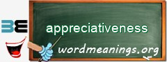 WordMeaning blackboard for appreciativeness